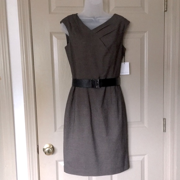 Calvin Klein Collection Dresses & Skirts - Beautiful Calvin Klein Brown Knit Belted Sheath Dress - NWT